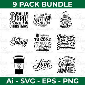 Christmas SVG Design Bundle: Holiday Cut Files (9 Designs)