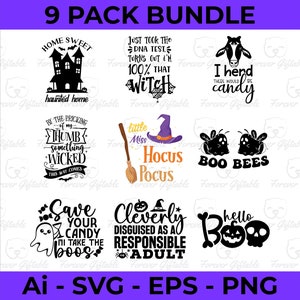 Halloween SVG Bundle: Pumpkin, Witch, Boo Bees (Digital Files)