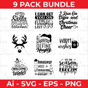 Weihnachts-Design-Bundle Vol. 36, 9 Designs, Art Bundle, Weihnachts svg, Winter svg, Feiertage, Cut Files, Feiertags Designs