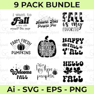 Fall SVG Bundle: Pumpkin, Thanksgiving, Autumn Designs (Digital Download)
