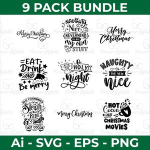 Christmas Design Bundle Vol. 16, 9 Designs, Art Bundle, Christmas svg, Winter svg, Holidays, Cut Files, Holiday Designs