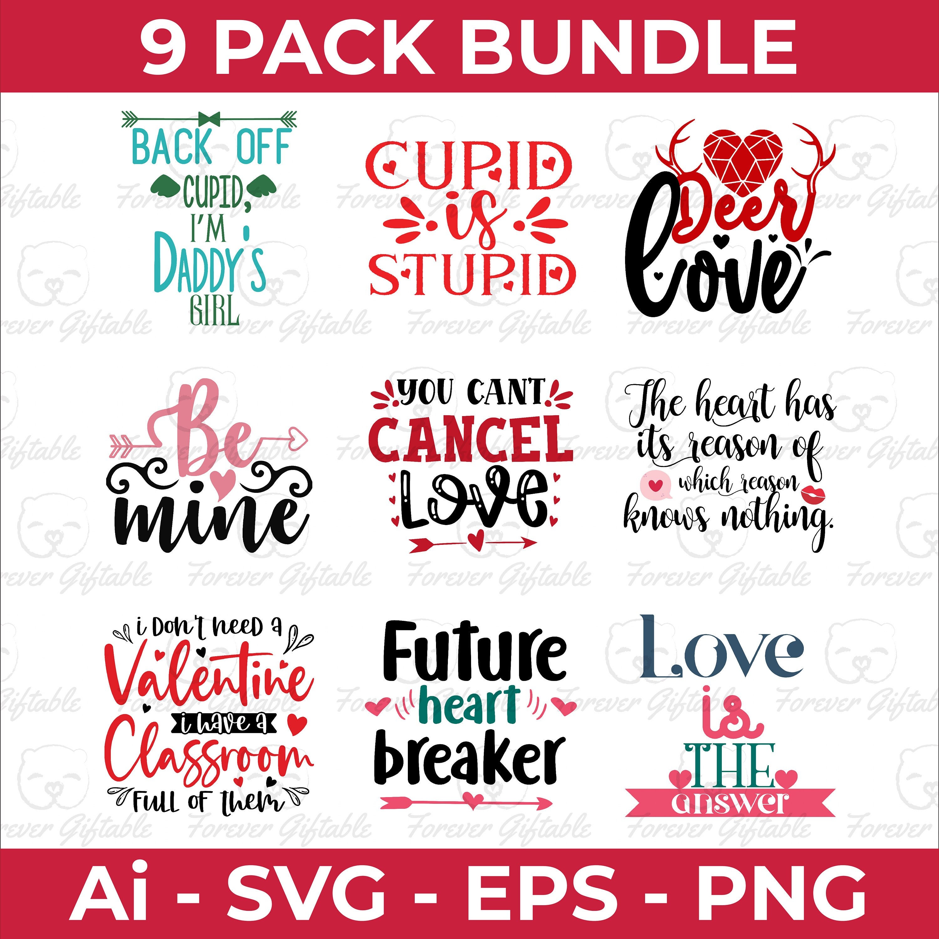 Valentines Bundle Vol. 29, SVG Bundle, Valentine Shirts Svg, Cute ...