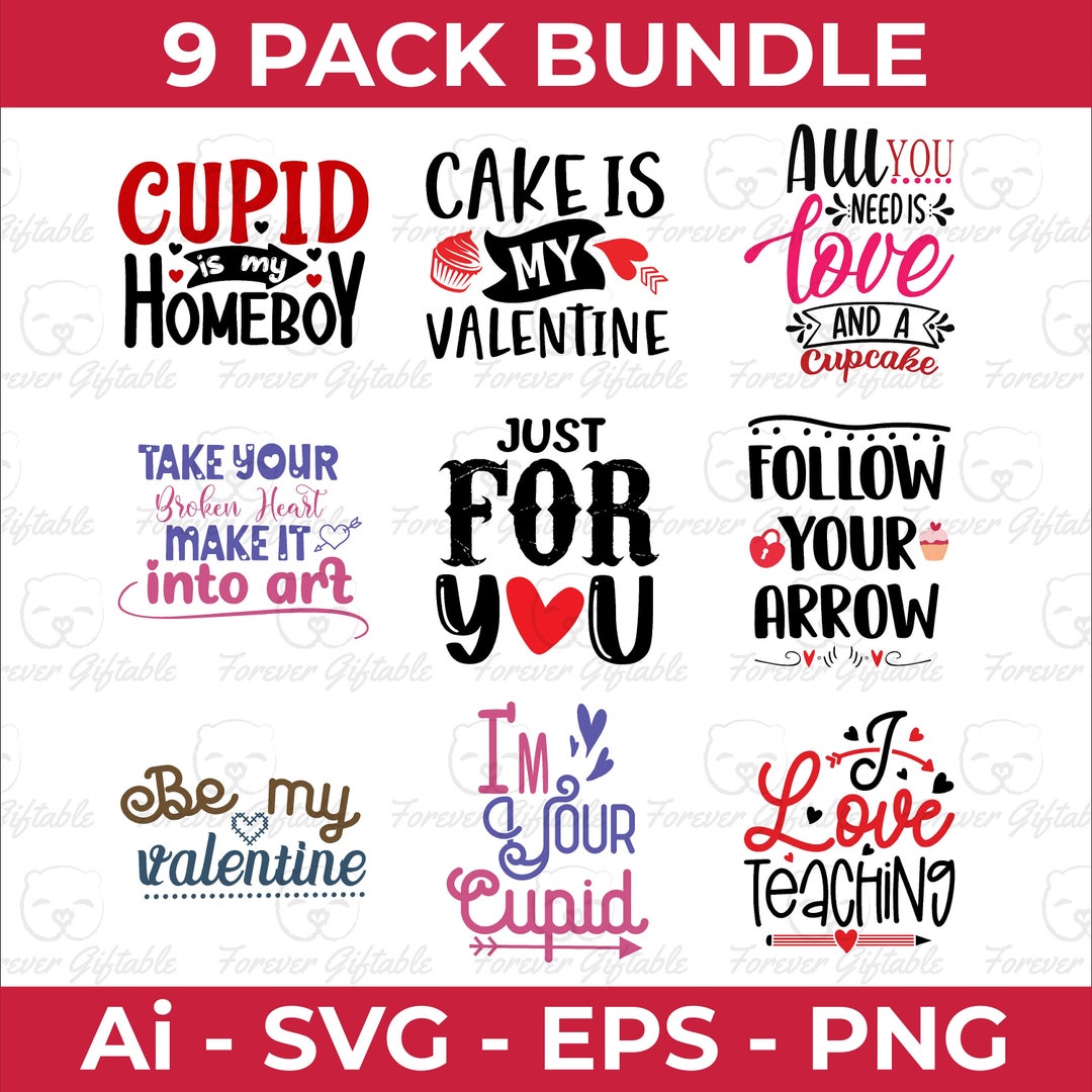 Valentines Bundle Vol. 26, SVG Bundle, Valentine Shirts Svg, Cute ...