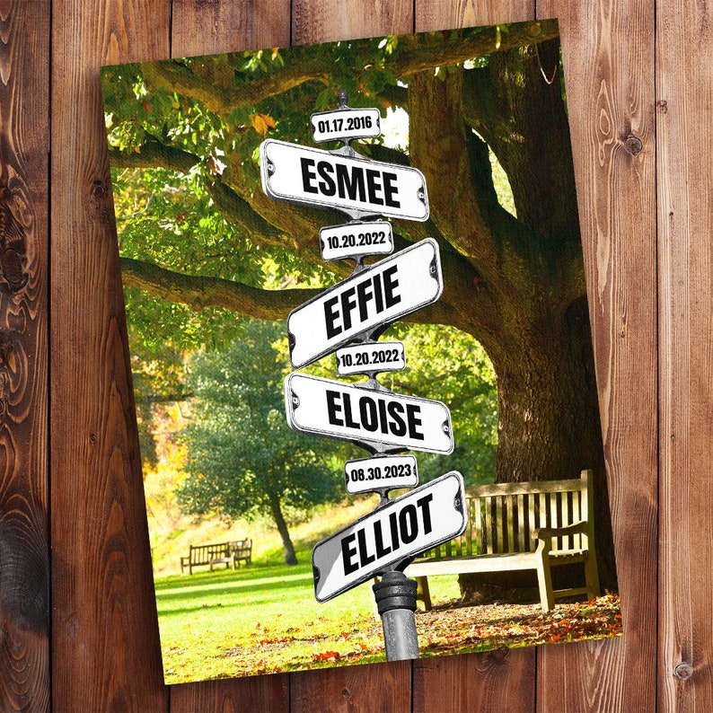 Date of Birth Vintage Street Sign Personalized Premium Canvas Park View