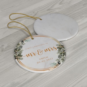 Personalized Mr and Mrs Christmas Ornament - First Christmas Married Ornament - Our First Christmas Married as Mr and Mrs Ornament