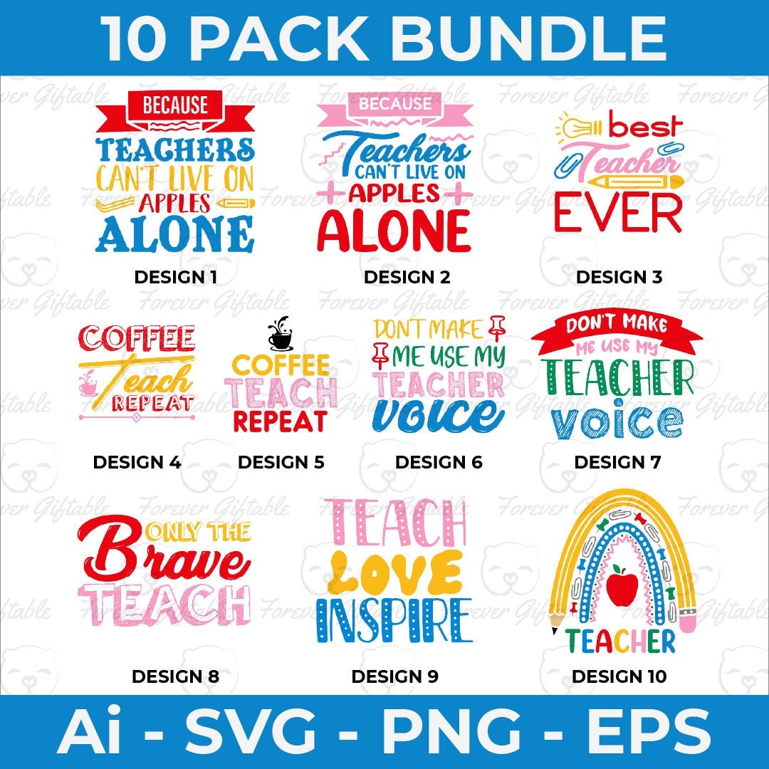 Teacher SVG Bundle: School Designs (digital Files) - Etsy