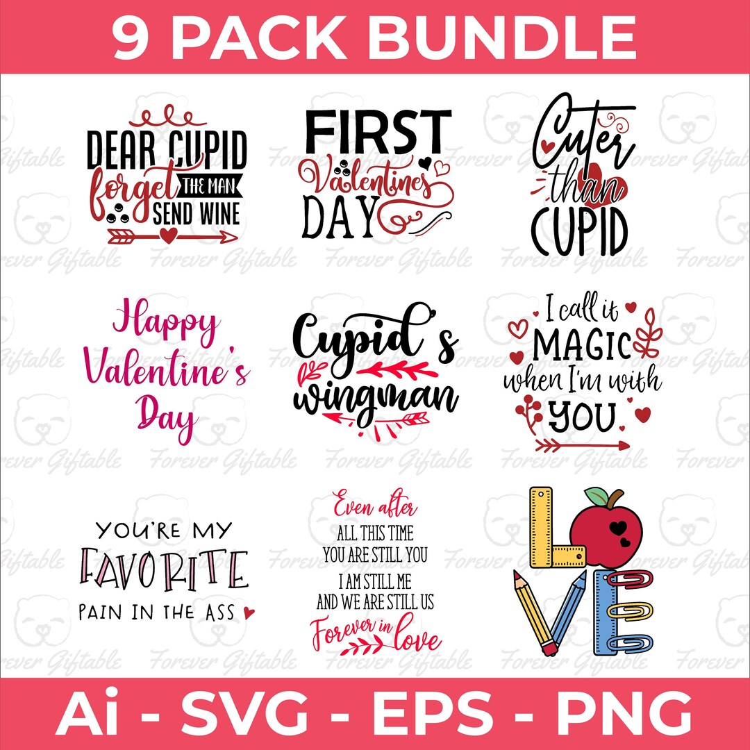 Valentines Bundle Vol. 3, SVG Bundle, Valentine Shirts Svg, Cute ...