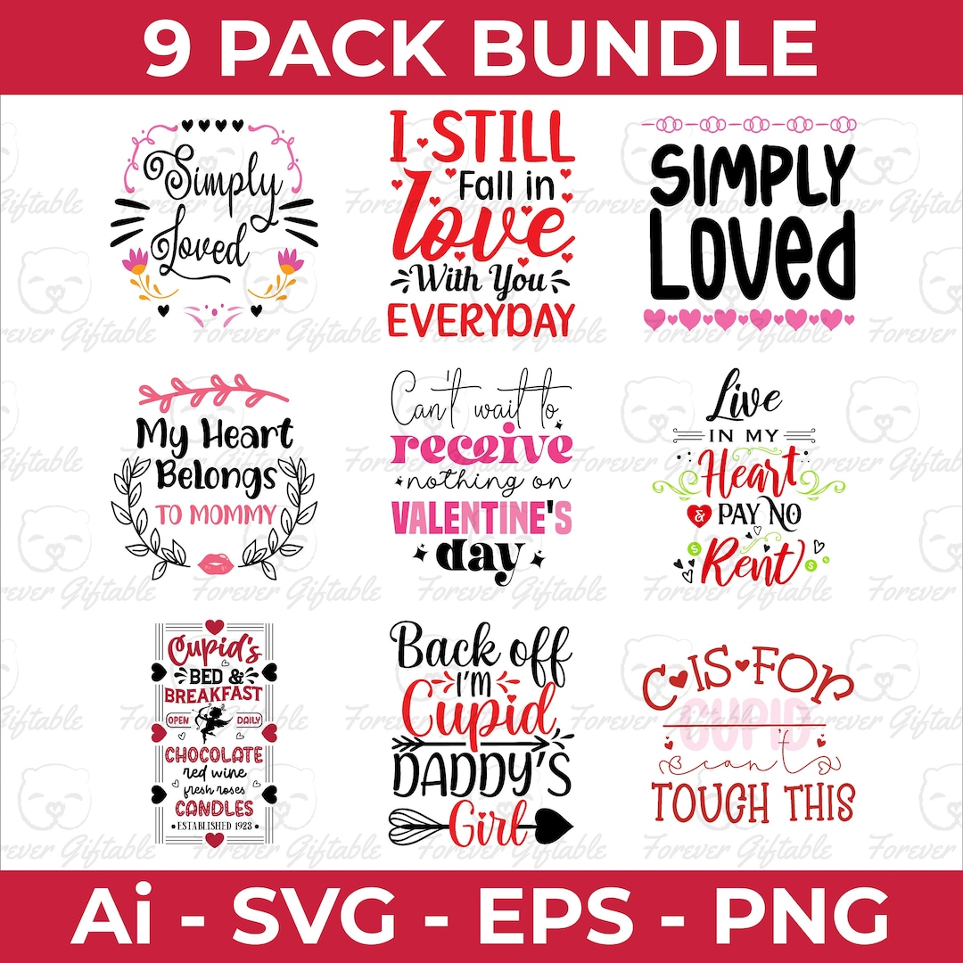 Valentine's Day SVG Bundle: Heart Shirt Designs (digital Download) - Etsy