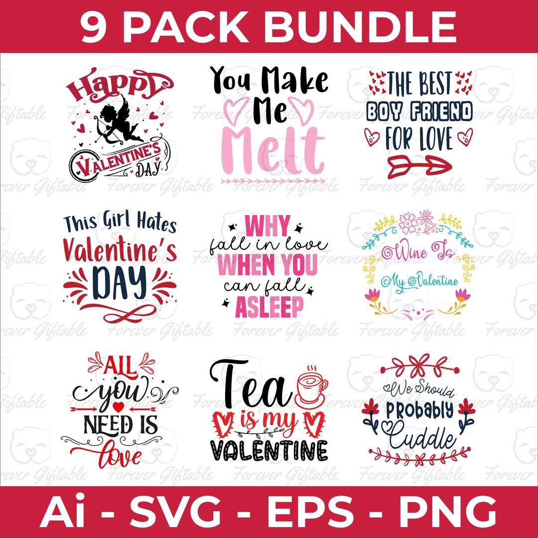 Valentines Bundle Vol. 68, SVG Bundle, Valentine Shirts Svg, Cute ...