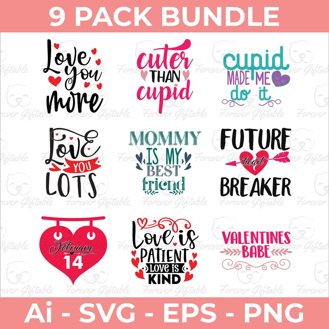 Valentines Bundle Vol. 37, SVG Bundle, Valentine Shirts Svg, Cute ...