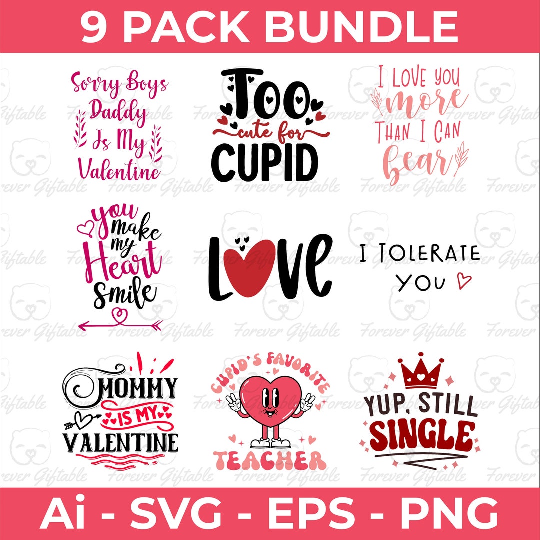 Valentines Bundle Vol. 18, SVG Bundle, Valentine Shirts Svg, Cute ...