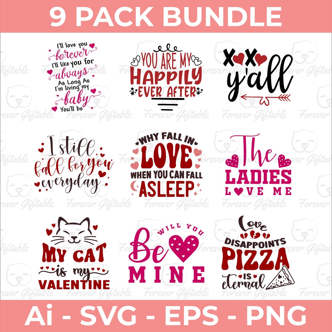Valentines Bundle Vol. 22, SVG Bundle, Valentine Shirts Svg, Cute ...