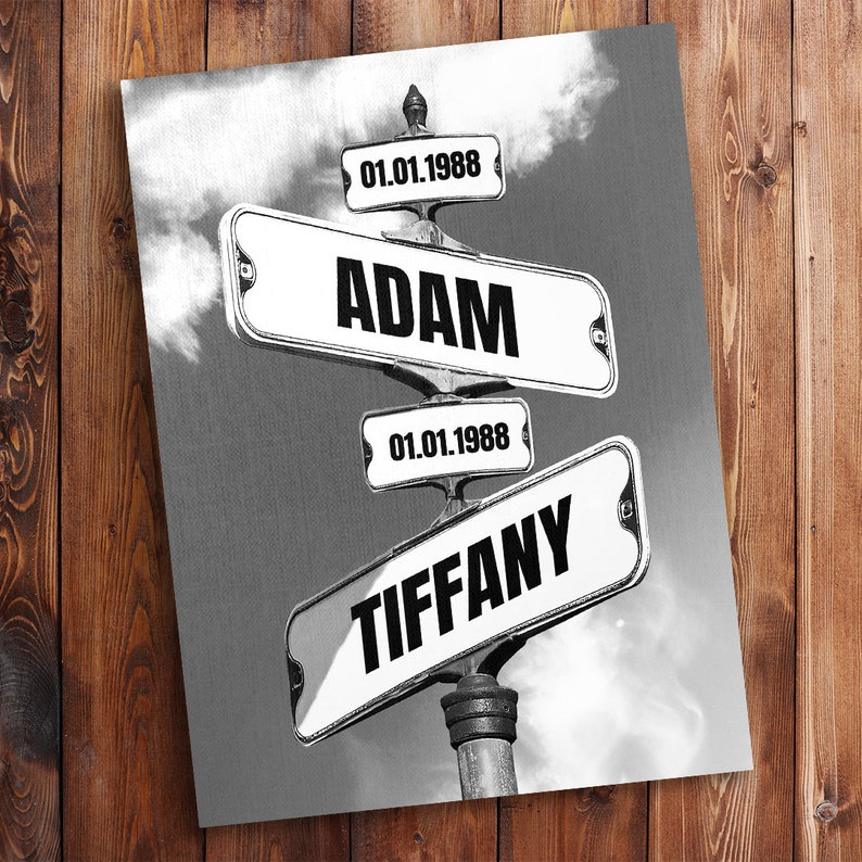 Date of Birth Vintage Street Sign Personalized Premium Canvas image 2