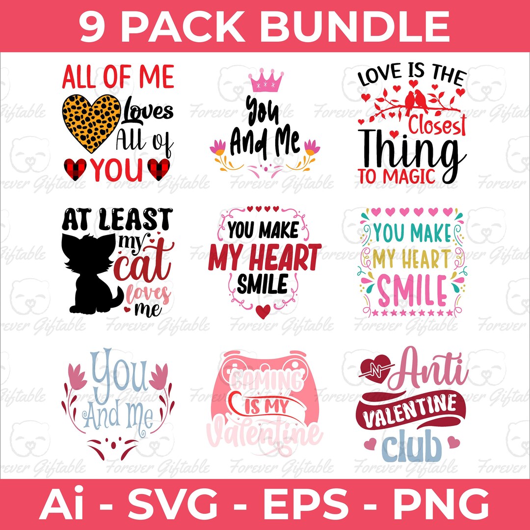 Valentines Bundle Vol. 72, SVG Bundle, Valentine Shirts Svg, Cute ...