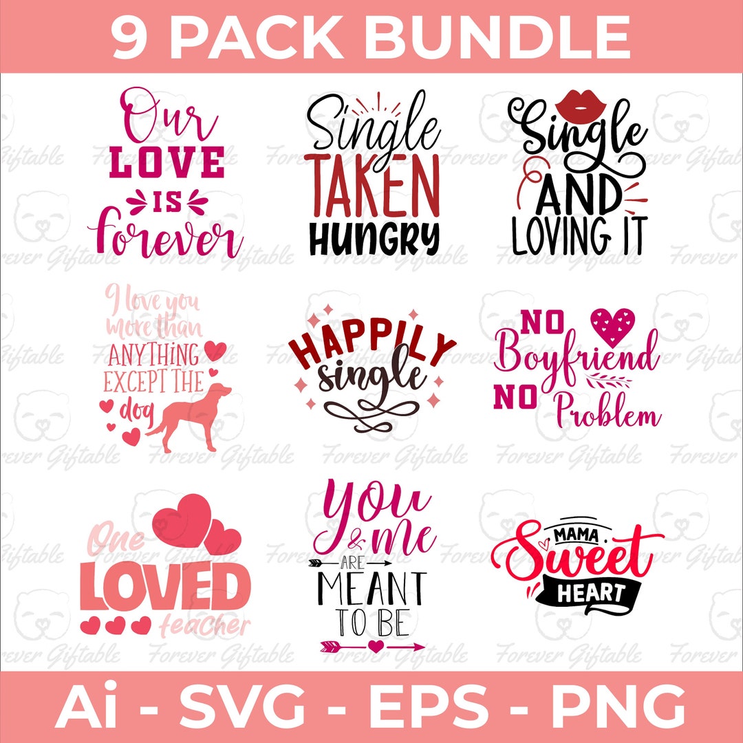 Valentines Bundle Vol. 16, SVG Bundle, Valentine Shirts Svg, Cute ...