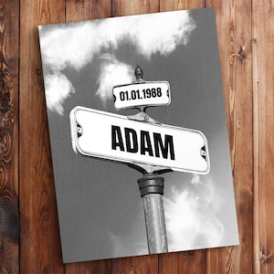 Date of Birth Vintage Street Sign Personalized Premium Canvas image 3