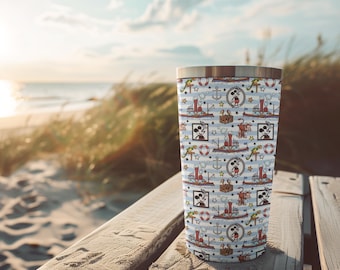 Retro Mickey Mouse Tumbler: Nautical Steamboat Pattern, 20oz