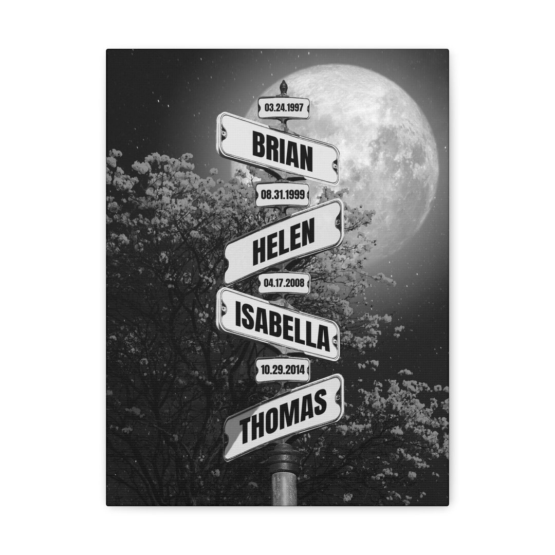 Personalized Family Names Street Sign - Full Moon Vintage Print ...