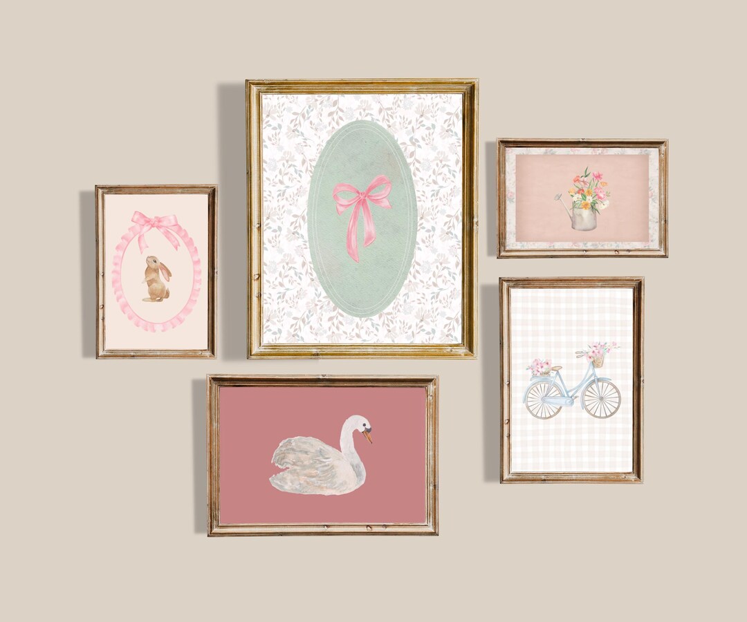 Neutral Nursery Gallery Wall Art Set: Vintage Watercolor Prints ...