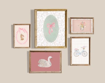 Neutral Nursery Gallery Wall Art Set: Vintage Watercolor Prints, Antique Girl Decor (Digital Download)