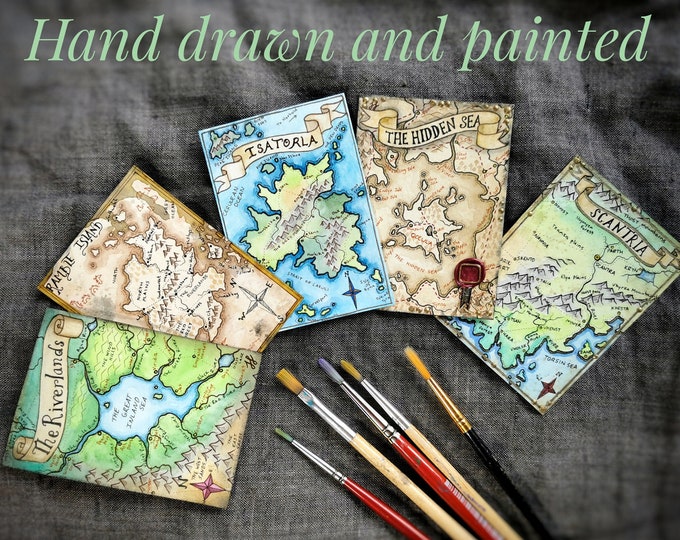 ACEO Original Fantasy Maps - Watercolor and Ink Hand Painted ...