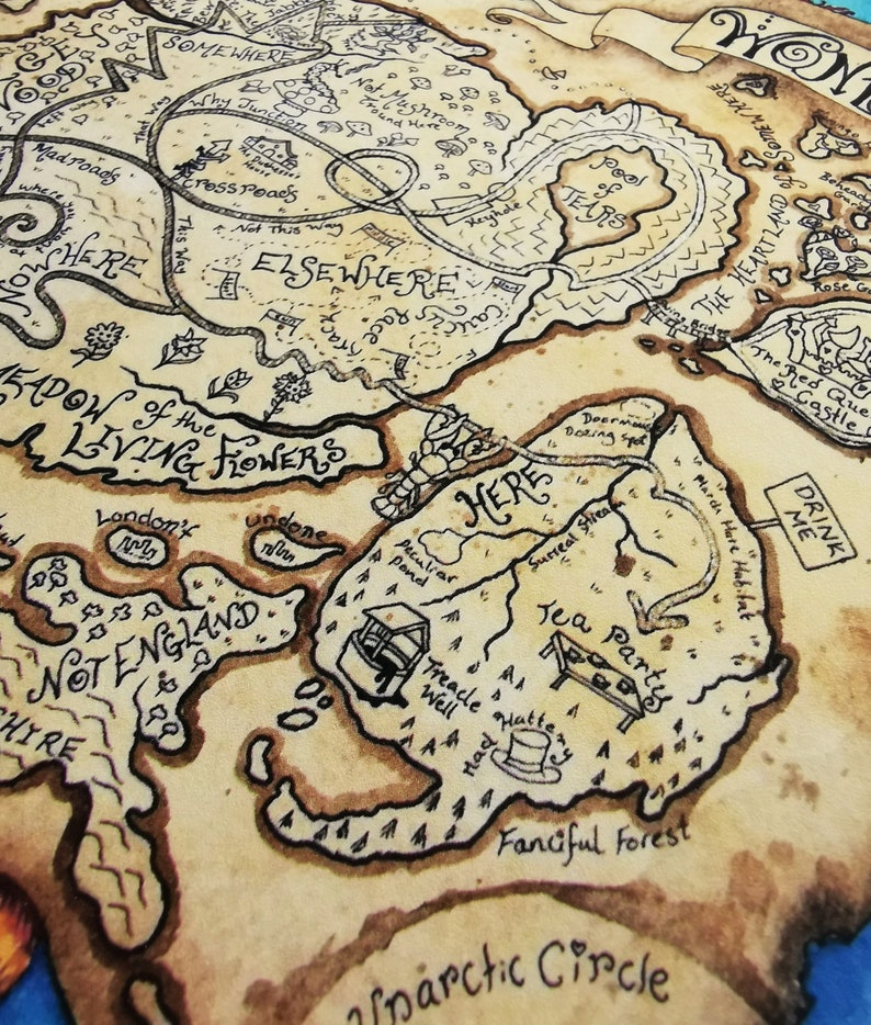 Wonderland Map Watercolor Art Print of Original Fantasy - Etsy