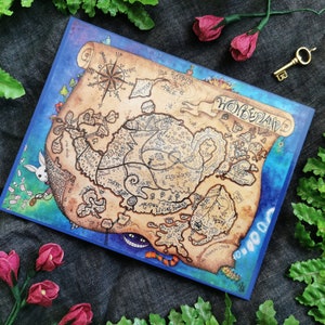 WONDERLAND KARTE Postkarte Kunst Druck - Alice im Wunderland Aquarell Malerei - Glanzdruck von Original Fantasy Kunst für wunderliche Post