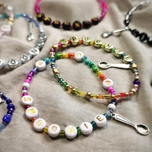 Spoonie Handmade Beaded Charm Bracelet - Chronic Illness and Invisible Disability Themed Cute Accessory with Spoon Charm - Disability Pride