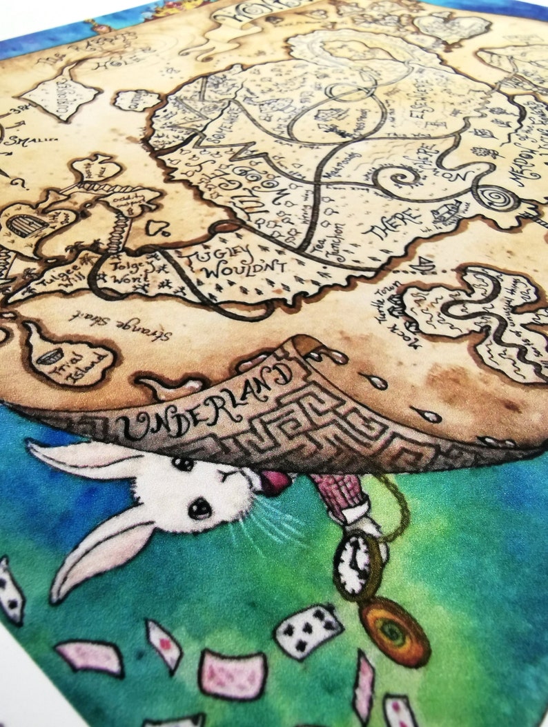 Wonderland Map Watercolor Art Print of Original Fantasy - Etsy