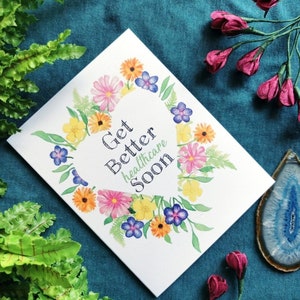 Carte de guérison maladie chronique - impression d'art de carte de soins originale aquarelle florale coeur - Spoonie pour handicaps, douleur chronique, santé
