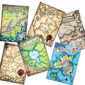 CUSTOM Miniatur Fantasy Map ACEO - Hand gezeichnete ursprüngliche Aquarell personalisierte Kartographie Kunst - Geschenk für Schriftsteller, DMs, Gamer, RPGs, D & D