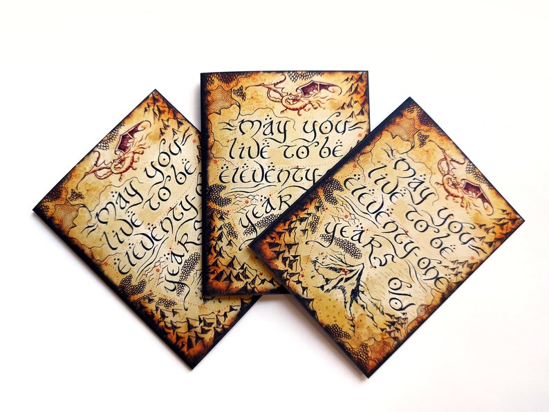 Lord of the Rings Birthday Card LOTR Fantasy Map Blank Greeting ...