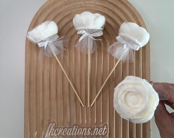 Flores de jabón, con o sin etiqueta.