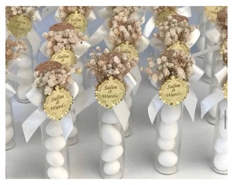 Personalized sugared almond vials