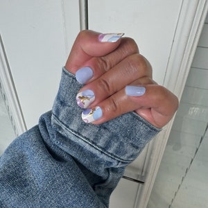 combination plain white with transparent happy face Nail Wraps, Nail Strips, Nail Stickers, Nail Art, Nail Decal, Nail Polish