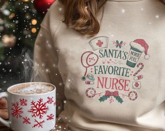 Santa’s Favorite Nurse PNG | Christmas Sublimation Design | Holiday Digital Download