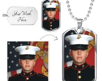 Personalized dog tag necklace - Military Necklace- Add the perfect photo of your loved ones, friends, or your lovely pets.