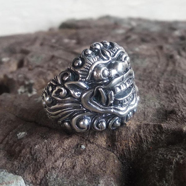 Silver ring barong motif
