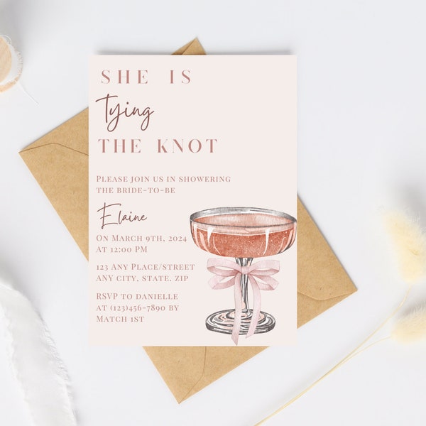 She is tying the knot Digital Invitation Template