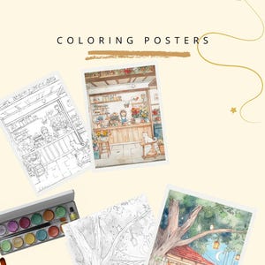Florist Shop Storefront Aquarell Kunstdruck auf dickem Papier Blühende Blume Seiten für Erwachsene