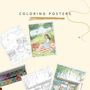 Picknick-Poster & Postkarte Sommer im Freien Kunstdruck auf dickem Aquarellpapier Entspannende Malseiten für Erwachsene Wanddekor Einzigartiges Geschenk