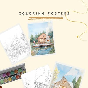 Camping Lover Malvorlagen Kunstdruck auf dickem Aquarellpapier Gemütliche Weihnachten Malseiten Dekor als Geschenk