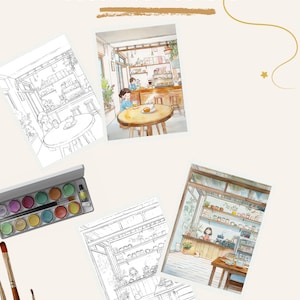 Coffee Lover Malposter Barista & Café Kunstdruck auf dickem Aquarellpapier Mindful Latte Seiten für Erwachsene Geschenk Kaffeeliebhaber Wanddekoration