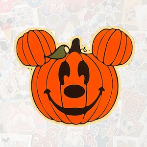 Disney Halloween Mickey Head Pumpkin Sticker- Pixie Dust loot-Trip gifts -Gloss Vinyl Sticker-Not So Scary Halloween