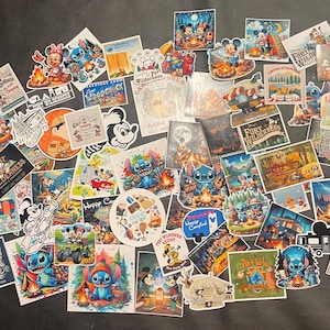 Disney Camping stickers- Fish Extender/Pixie Dust loot-Trip gifts Lot of Gloss Vinyl Stickers- Fort Wilderness, smores, campfire, RV, Mickey