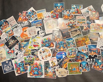 Disney Camping stickers- Fish Extender/Pixie Dust loot-Trip gifts Lot of Gloss Vinyl Stickers- Fort Wilderness, smores, campfire, RV, Mickey