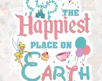 Disney "Happiest Place on Earth" Tinkerbell Sticker-Pixie Dust loot-Trip gifts-Gloss Vinyl-Decal, Water Bottle, Laptop, Planner-Adult Disney