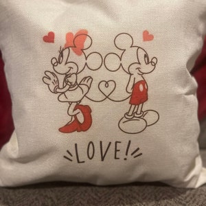 Disney Valentine's Day Pillow Covers 18x18 Case Mickey & Minnie-Love image 5