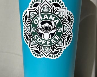 Taza de viaje de 20 oz con diseño de Disney Ohana Coffee