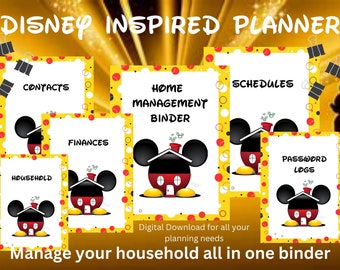 Home Management Binder- 30+ Pages- Digital Download- Binder Ready Printable- Mouse Ears- Walt World